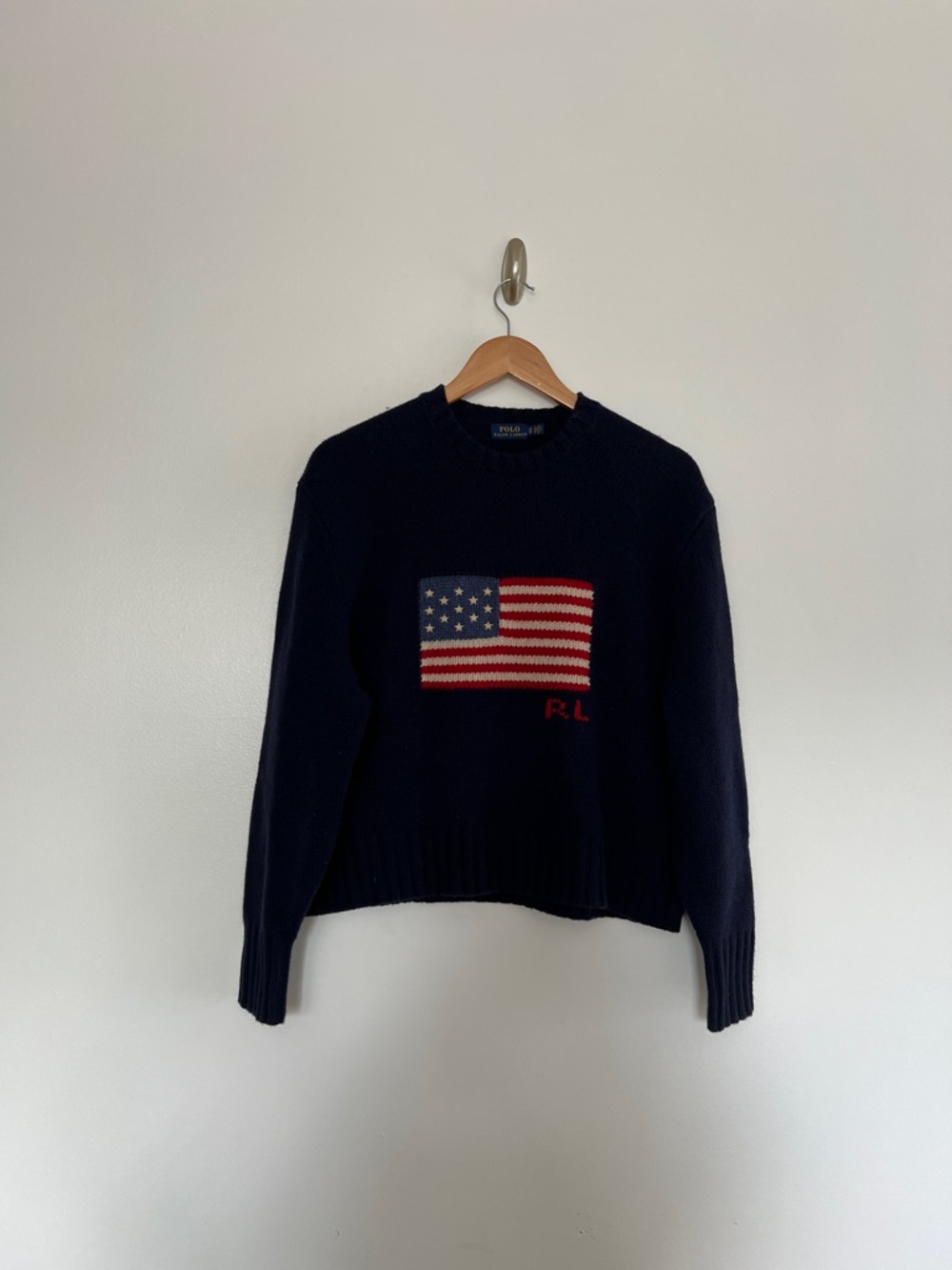 Polo Ralph Lauren American Flag Wool Cashmere Sweater Navy XS - Picture 2 of 7
